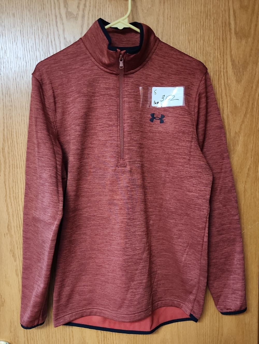 Under Armour Men's Heathered Rust Red Quarter-Zip Pullover S number 3152